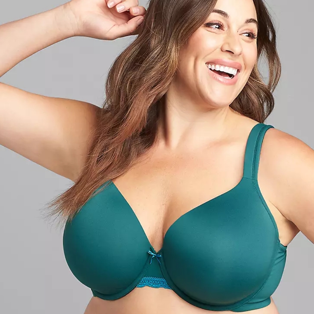 Cacique Bra 44D Underwire Lightly Lined Padded Full Coverage Soft Smooth Teal